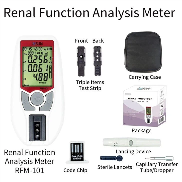 Triple-in-1 Combo Rapid Tests Kidney Test Creatinine & Urea & Uric Acid Meter Renal Function Analyzer